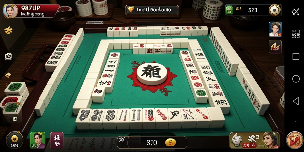 Tampilan screenshot dari gameplay seru 987UP Mahjong.