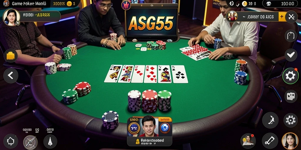 Tampilan gameplay seru di ASG55 dengan berbagai mode Poker.
