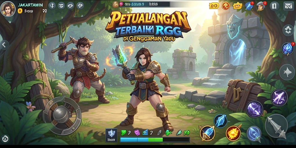 Tampilan gameplay JAKARTAWIN yang memukau dalam suasana RPG yang mendebarkan.