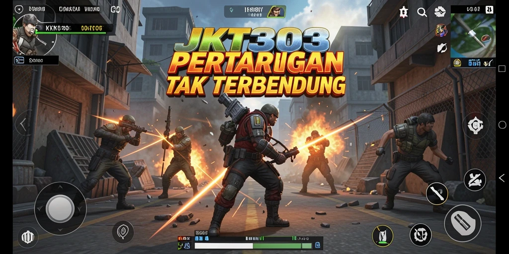 Tangkapan layar menampilkan aksi pertarungan mendebarkan dalam JKT303.