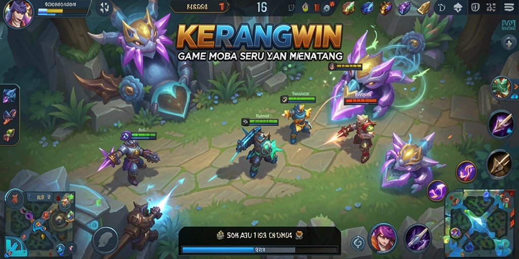 Gambaran gameplay seru dengan strategi MOBA yang mendalam.