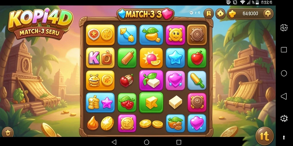 Tampilan gameplay seru KOPI4D dengan elemen Match-3.
