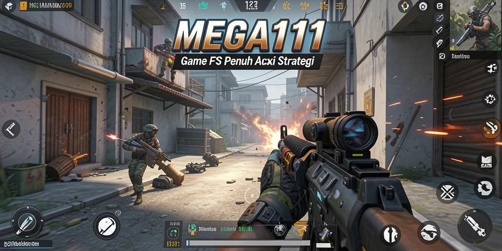 Gameplay MEGA111 dengan aksi tembak-menembak yang intens.