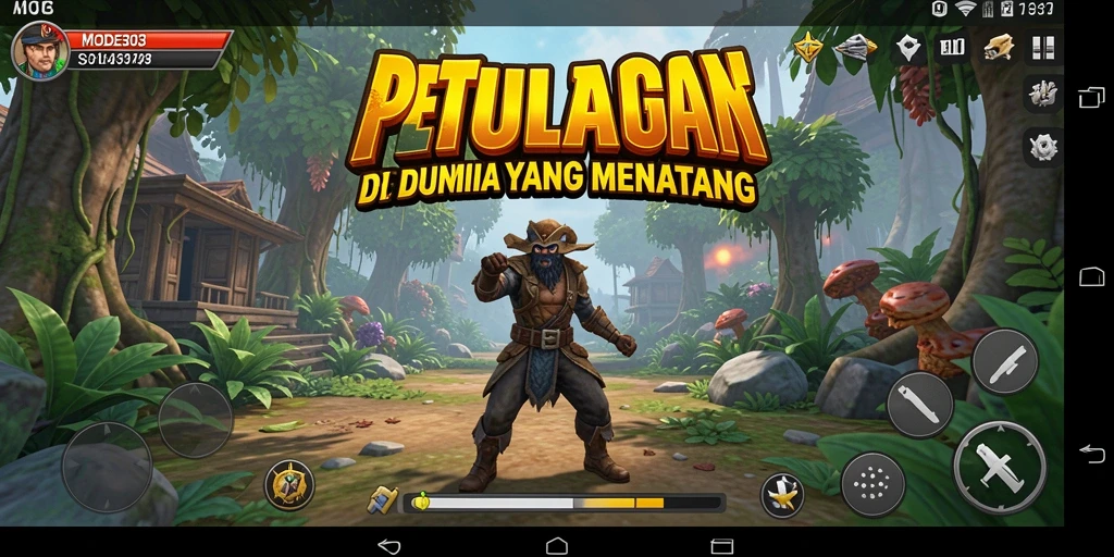 Tangkapan layar gameplay MODE303 yang menunjukkan aksi petualangan yang seru.