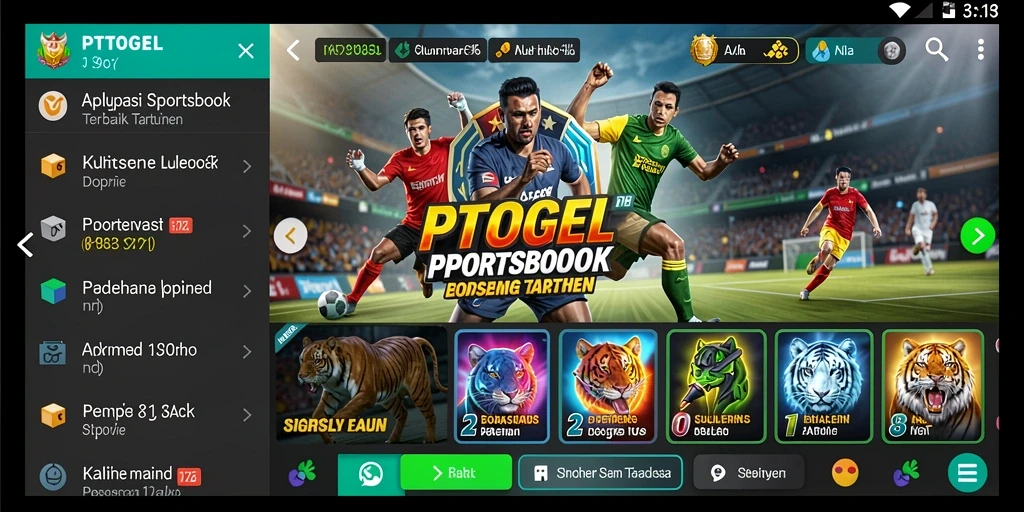 Tangkapan layar utama PTTOGEL dengan tampilan taruhan olahraga yang dinamis.