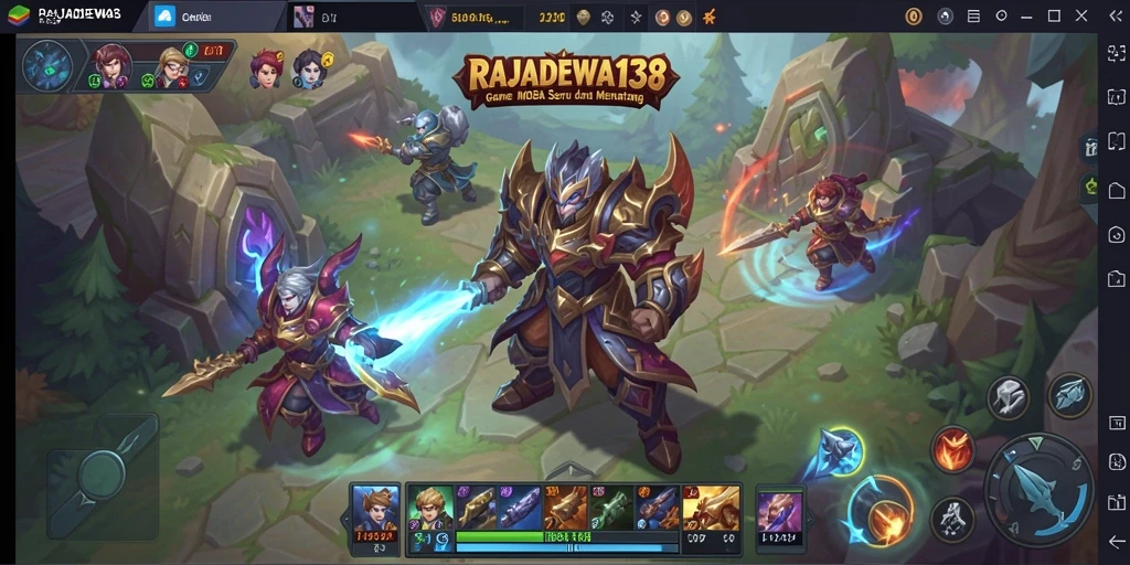 Tangkapan layar gameplay <strong>RAJADEWA138</strong> menunjukkan pertarungan seru antar tim.