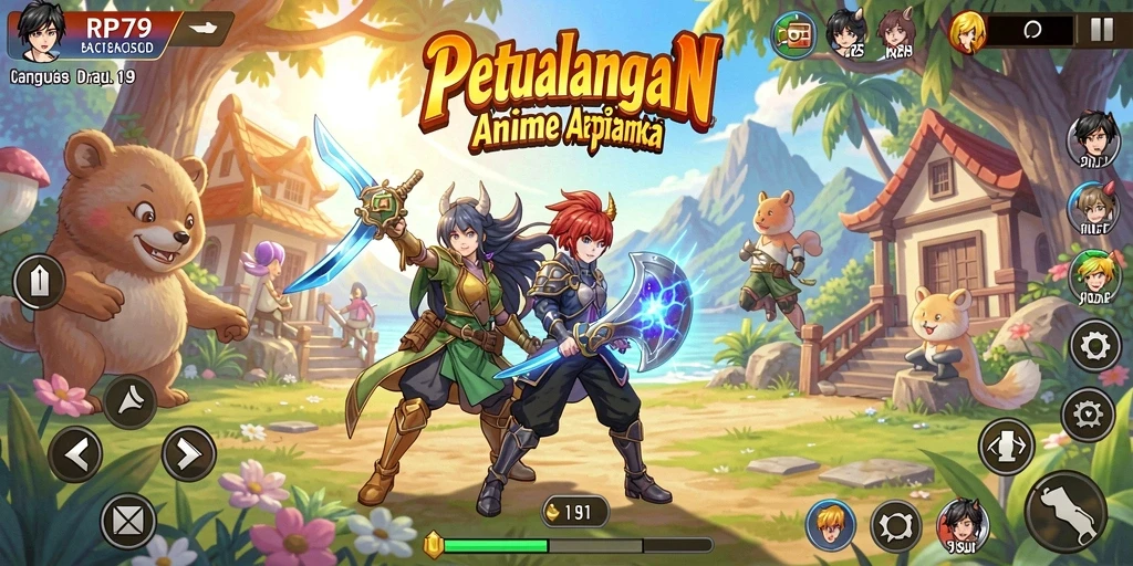 Tampilan gameplay seru dari RP79 dengan karakter anime yang menarik.
