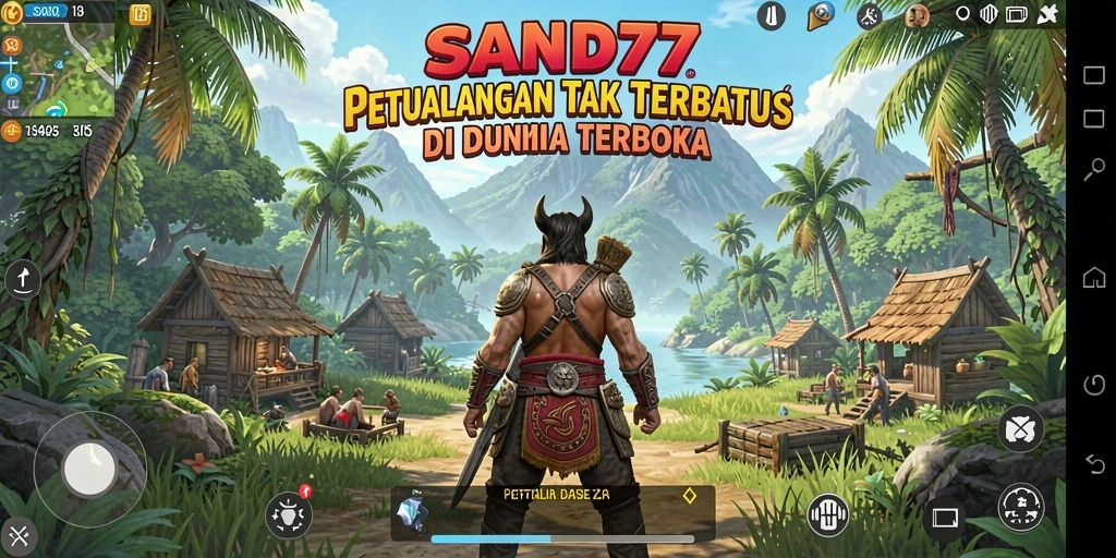 Screenshot gameplay SAND77 menampilkan petualangan seru di dunia terbuka.