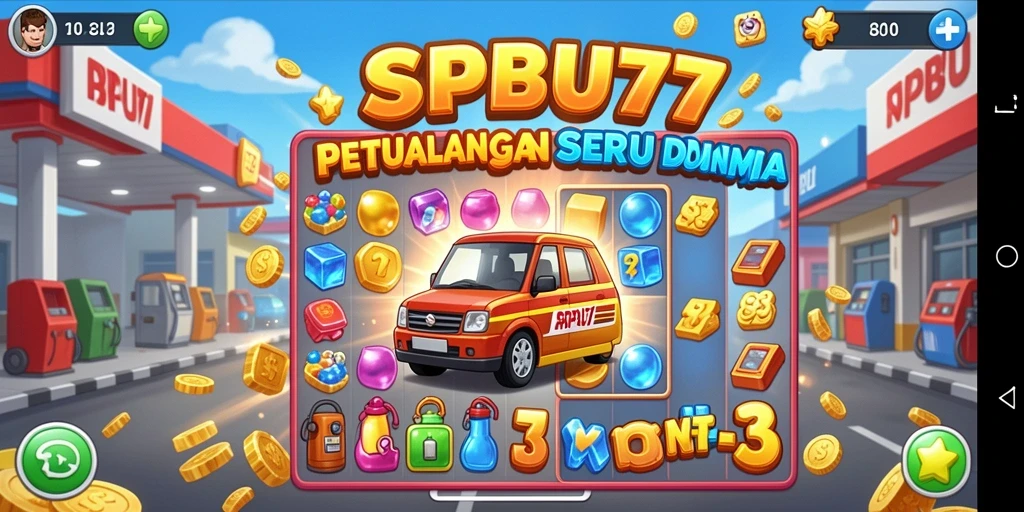 Screenshot utama SPBU77 menunjukkan gameplay seru Match-3.