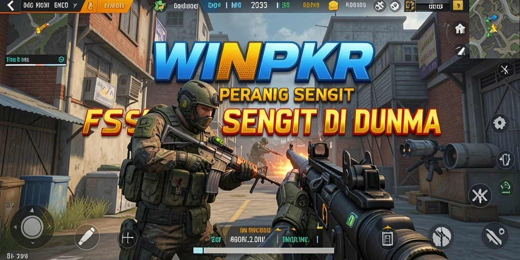 Tangkapan layar menampilkan aksi tembak-menembak yang intens di WINPKR.